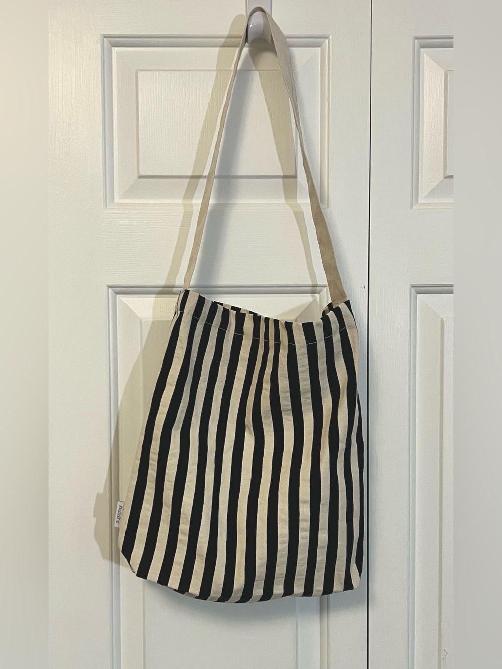 Long Striped Canvas Bucket Tote Bag